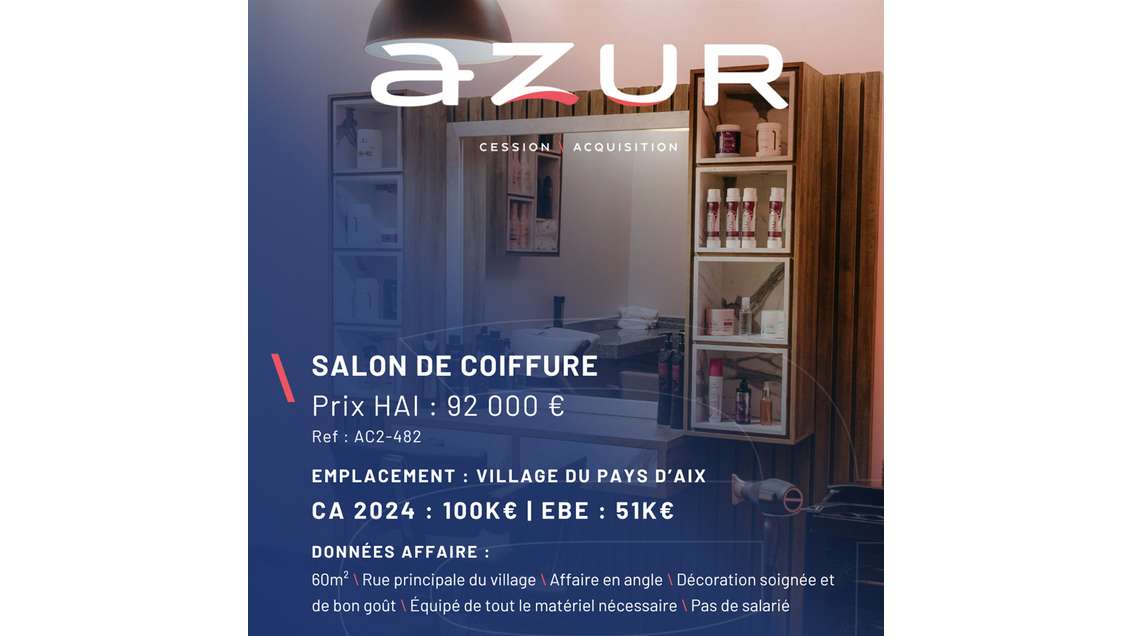 VENTE Salon de coiffure dans le Pays d'Aix