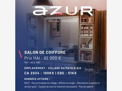 VENTE Salon de coiffure dans le Pays d'Aix