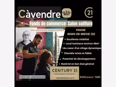 Cède salon de coiffure 40m² proche Bourg en Bresse