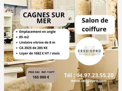 Vente salon de coiffure ca 285k€ Cagnes sur Mer