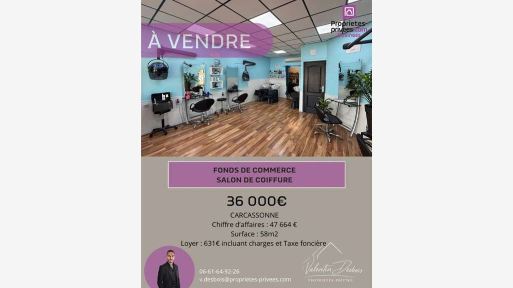 Vente salon de coiffure dans un hameau Carcassonne