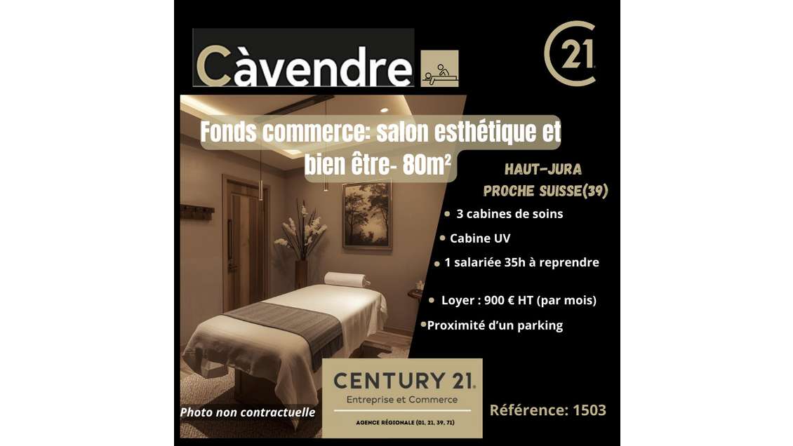 Vente salon d' esthétique bien être à Champagnole