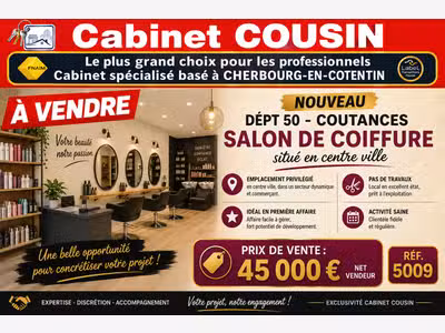 Vente salon de coiffure mixte sur Coutances