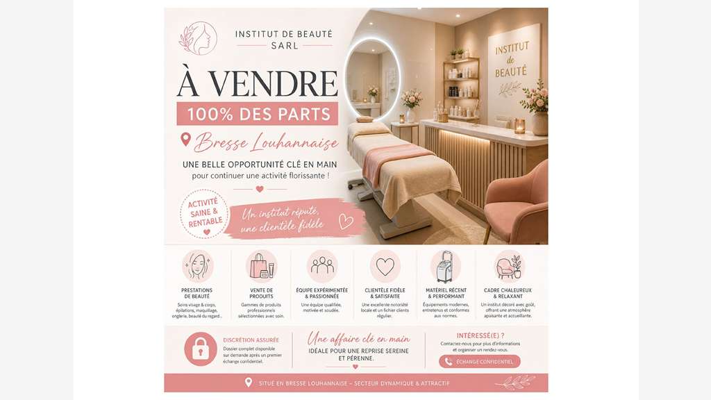 Vends institut de beauté en Bresse Louhannaise
