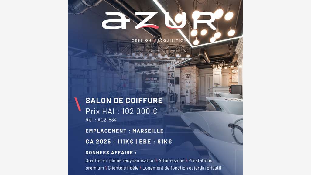 VENTE Salon de coiffure 13008 Marseille