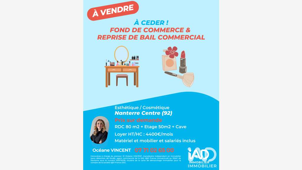 Vente Salon de beauté esthétique à Nanterre