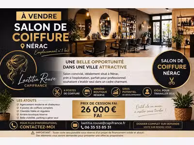 A vendre salon de coiffure clé en main à Nérac