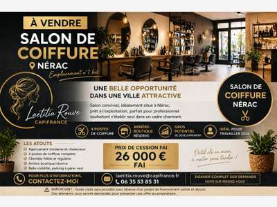 A vendre salon de coiffure clé en main à Nérac