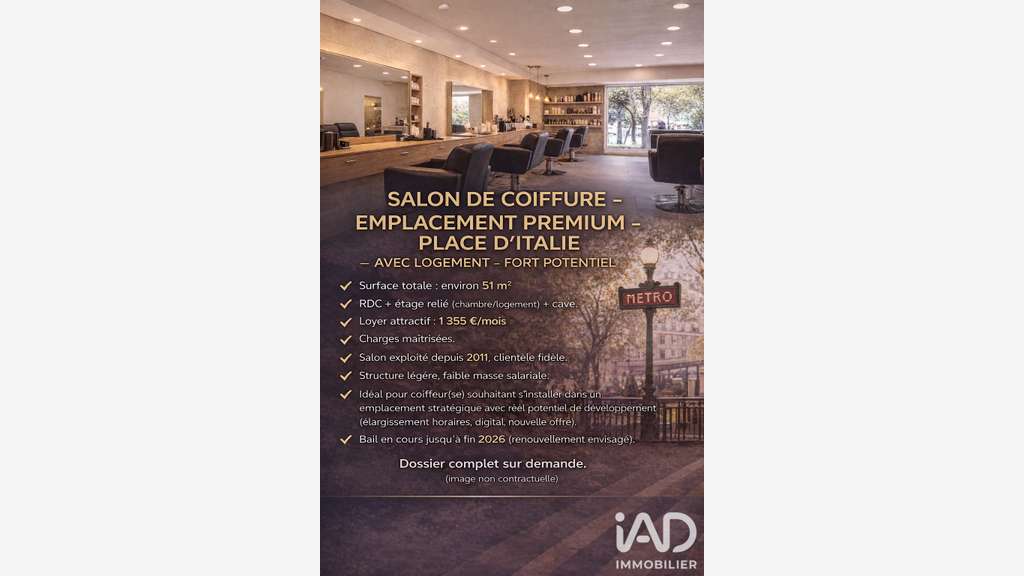 Vente Salon de coiffure empl premium à Paris