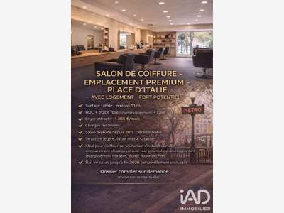 Vente Salon de coiffure empl premium à Paris
