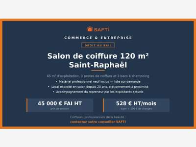 Vente salon de coiffure de 120m² à Saint-Raphaël