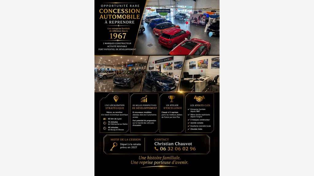 Vente parts sociales concession automobiles Macon