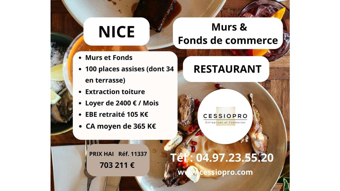 A vendre murs et fonds restaurant dans Vieux Nice