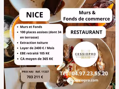 A vendre murs et fonds restaurant dans Vieux Nice
