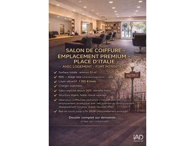 Vente Beauté - Esthétique - Coiffure à Paris 13e