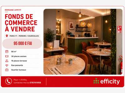 Vente commerce métros Pereire et Courcelles 75017