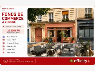Vente restaurant 20 pl à Paris 75018 Jules Joffrin