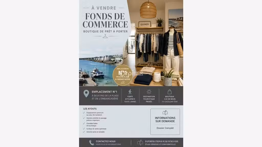 À vendre fonds de commerce vue mer Quiberon