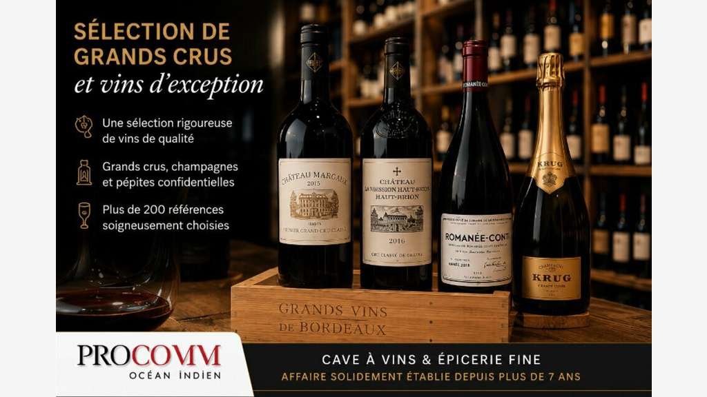 Vente cave à vins et épicerie à Saint-Paul