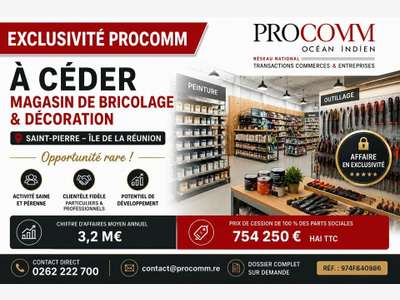 Vente parts sociales bricolage déco à Saint Pierre