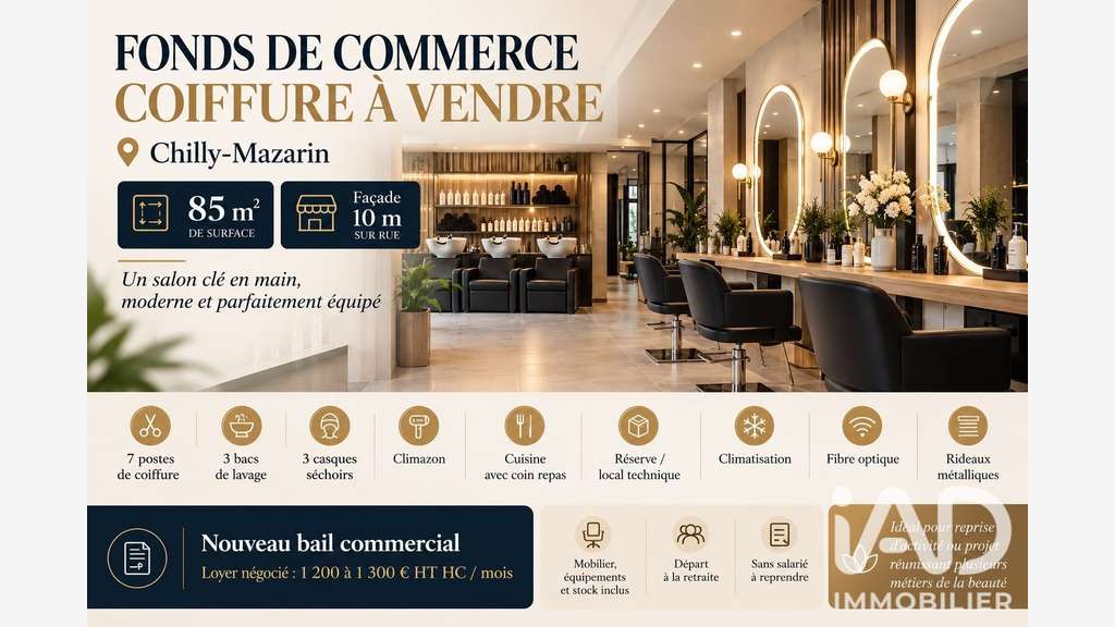 Vente salon de coiffure à Chilly-Mazarin