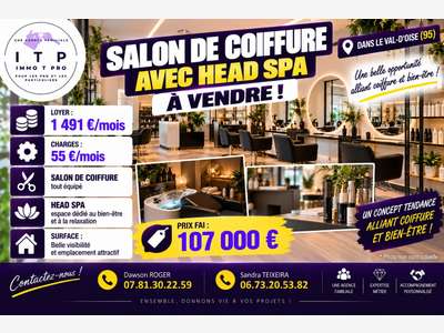 Vente salon de coiffure head spa 95