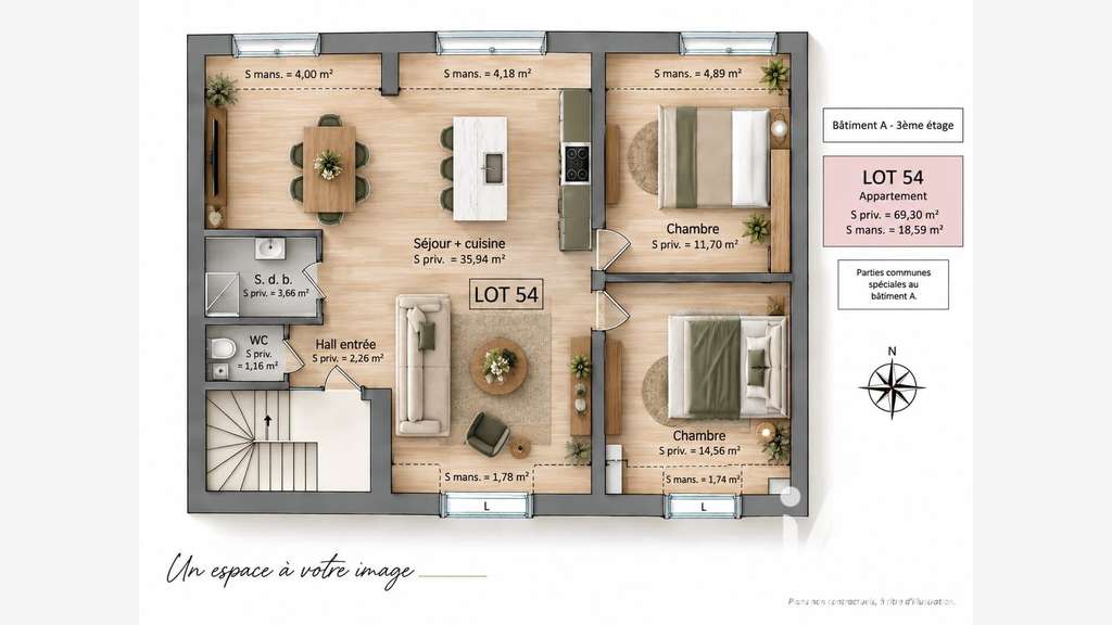 Vente loft de 70m² vue Lac Léman à Sciez