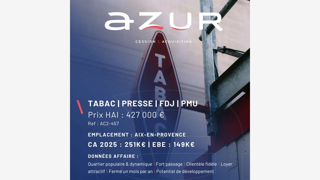 VENTE Tabac Presse FDJ PMU à Aix-en-Provence