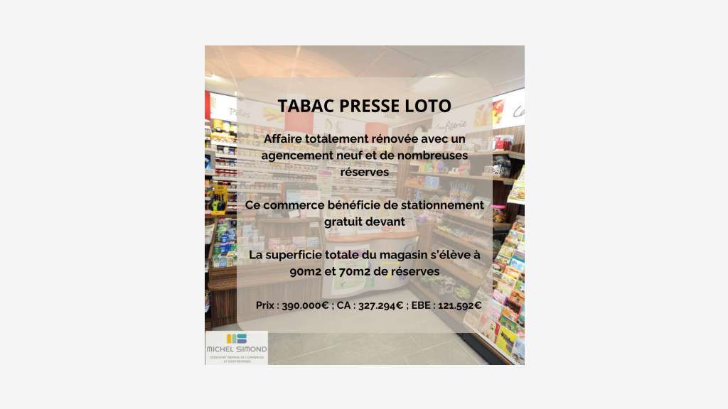 Vente FDC tabac presse loterie centre village Aude