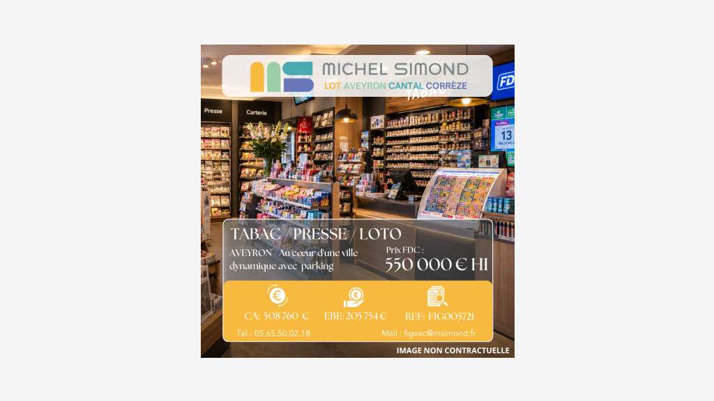 Exclu tabac presse loto  CA 508 760 € en Aveyron