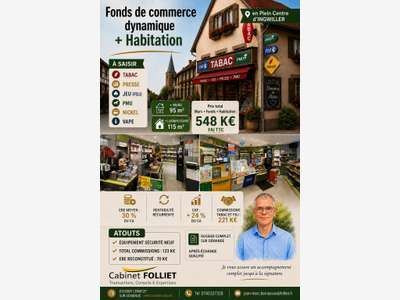 Vente FDC tabac presse FDJ 95m² + maison Bas Rhin