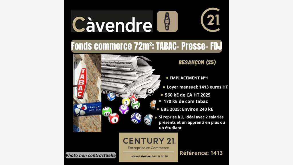 Vente FDC Tabac Presse Jeux empl n°1 à Besançon
