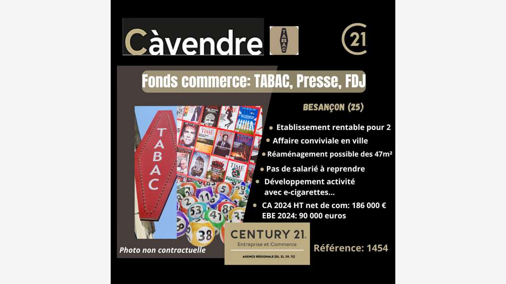Vente FDC tabac presse jeux rentable à Besançon