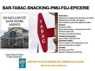 Vente Bar - Brasserie - Tabac à Chalon-sur-Saône