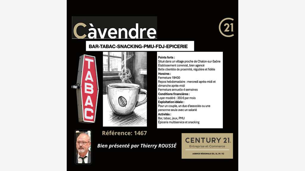Cède bar tabac FDJ PMU épicerie snack Chalon/Saône