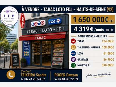Vente magnifique tabac FDJ PMU en Hauts de Seine