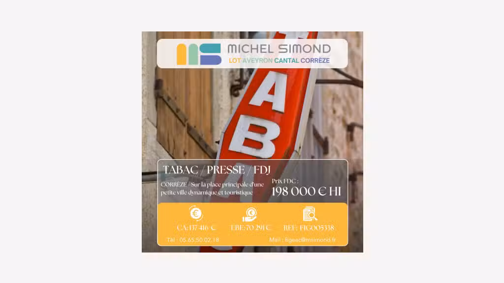 Vente FDC tabac presse loto agrément PMU Corrèze