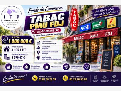 Vente magnifique FDC tabac FDJ PMU Maisons-Alfort