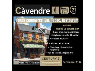 Vente Bar - Brasserie - Tabac à Pierre-de-Bresse