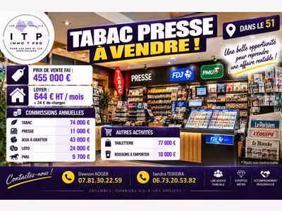 Vente beau FDC tabac presse FDJ grande ville Marne