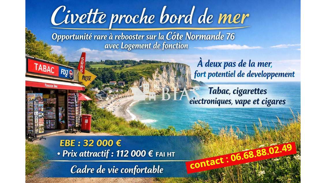 A vendre civette proche bord de mer Côte Normande
