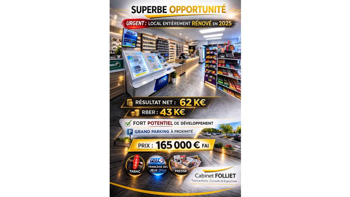 Vente FDC Tabac neuf aux normes PMR à Strasbourg