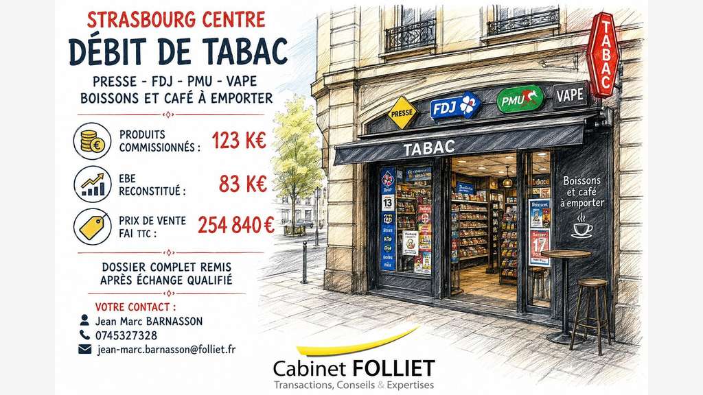 Débit de tabac à vendre à Strasbourg centre