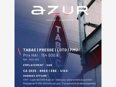 VENTE Tabac Presse Loto PMU dans le Var