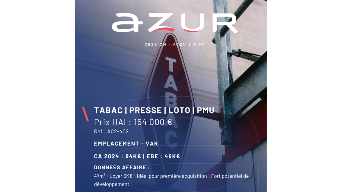 VENTE Tabac Presse Loto PMU dans le Var