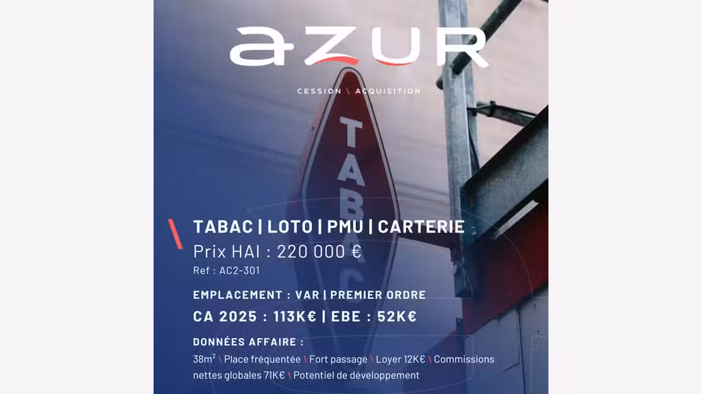 VENTE Tabac Loto PMU Carterie dans le Var