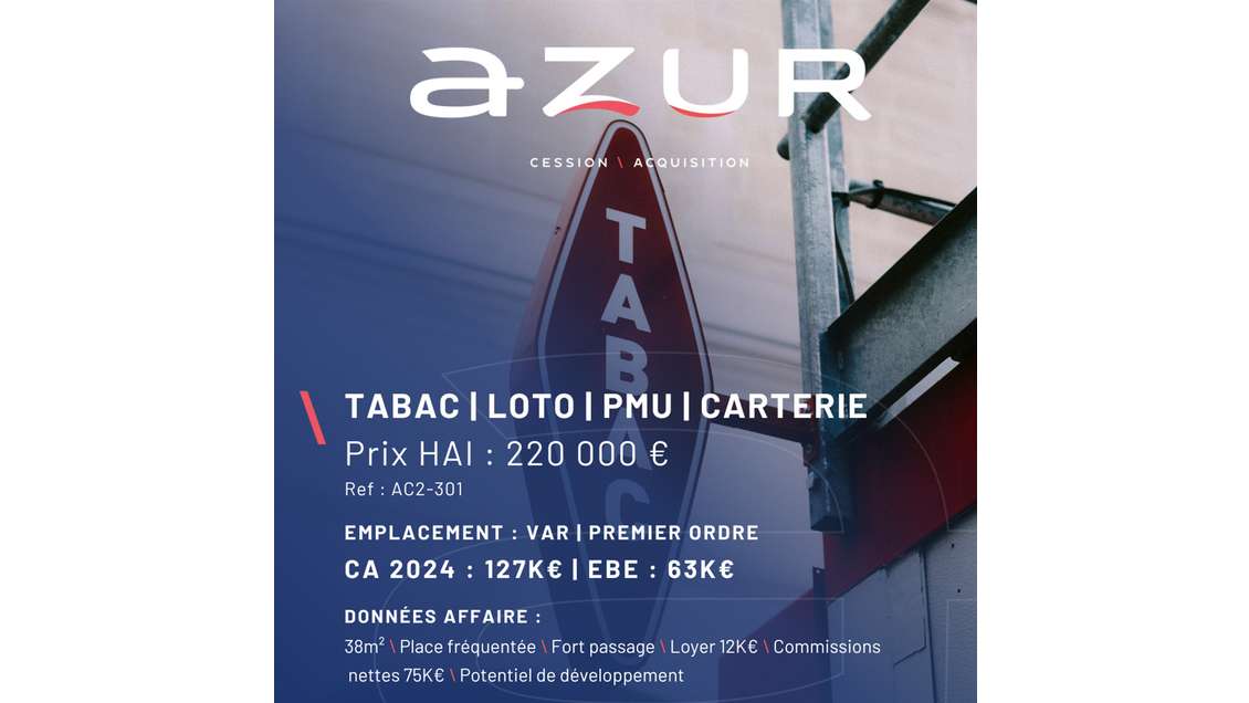 VENTE Tabac Loto PMU Carterie dans le Var