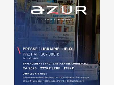 VENTE Presse Librairie Jeux Centre Commercial Var
