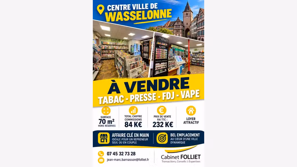 Fonds de commerce à vendre Wasselonne