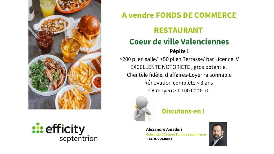 Vente restaurant de 300m² en coeur de Valenciennes